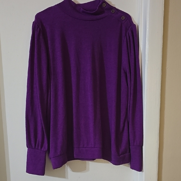 Banana Republic Tops - Banana Republic Purple Button-Shoulder Sweater Ladies Sz L